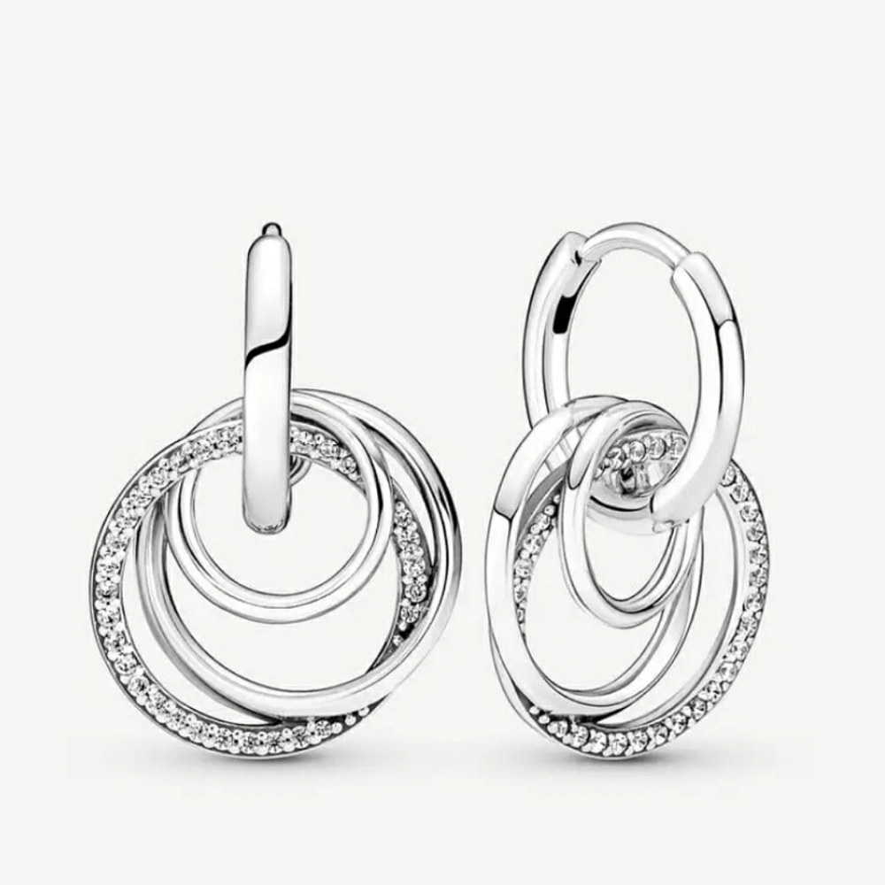 Sterling silver encircled hoop earrings; nwot